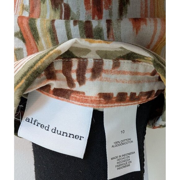 Alfred Dunner  Button-Up Long-Sleeve Roll Tab Shirt With Earthy Aztec Print - 10 - Picture 5 of 10